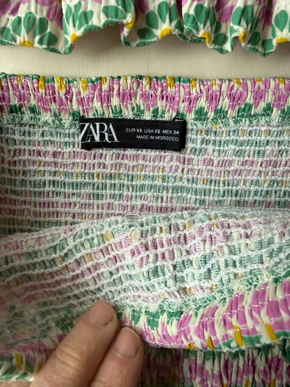 Zara XS Smocked Set Ruffled Floral Top Skirt - Picture 4 of 5
